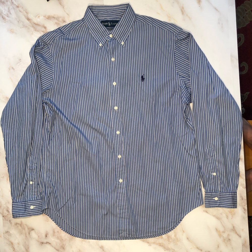 Ralph Lauren Polo Men's L Blue Striped Button-Down